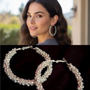 OVERSIZED LARGE 2” SILVER HOOP EARRINGS